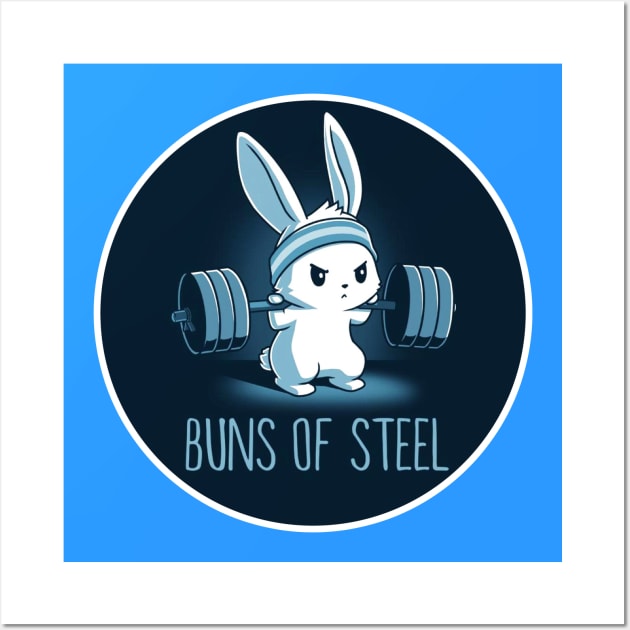 Buns Of Steel - Cute Funny Bunny Rabbit Gym Workout Lover Wall Art by LazyMice